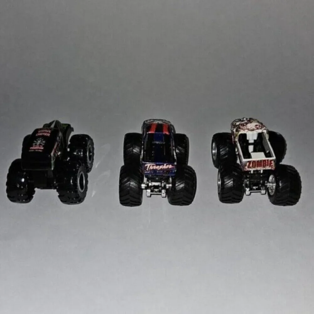 3 Hot Wheels Monster Truck Jam Lot Grave Digger Thrasher Zombie Blue Tie 2015